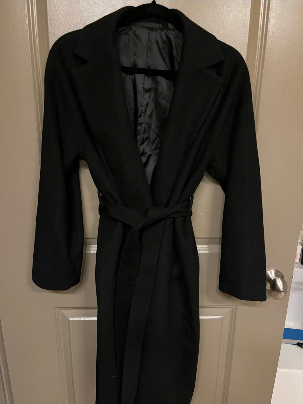 Uniqlo Women's Black Wool Long Trench Coat